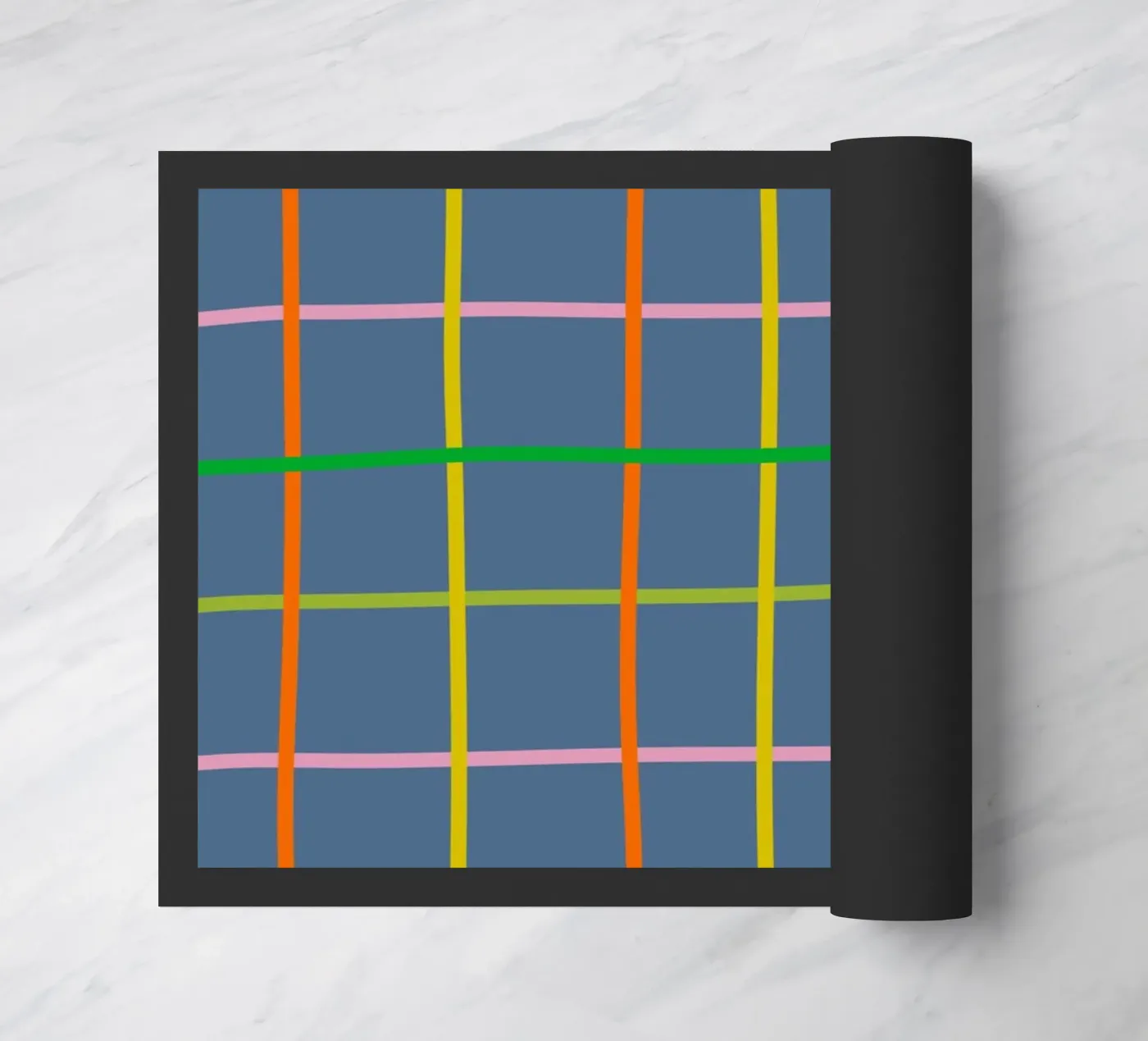Blue check doormat by GigiRosado