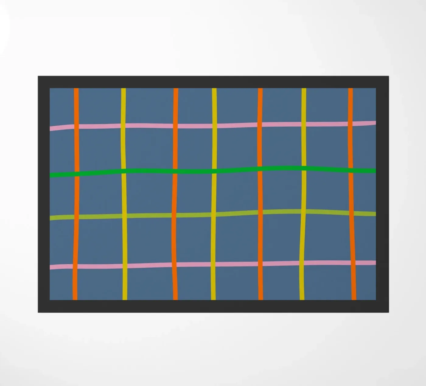 Blue check doormat by GigiRosado