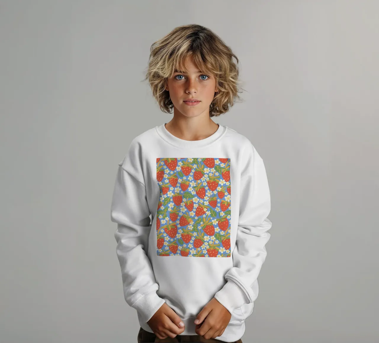 Strawberry garden kids sweatshirt by GigiRosado