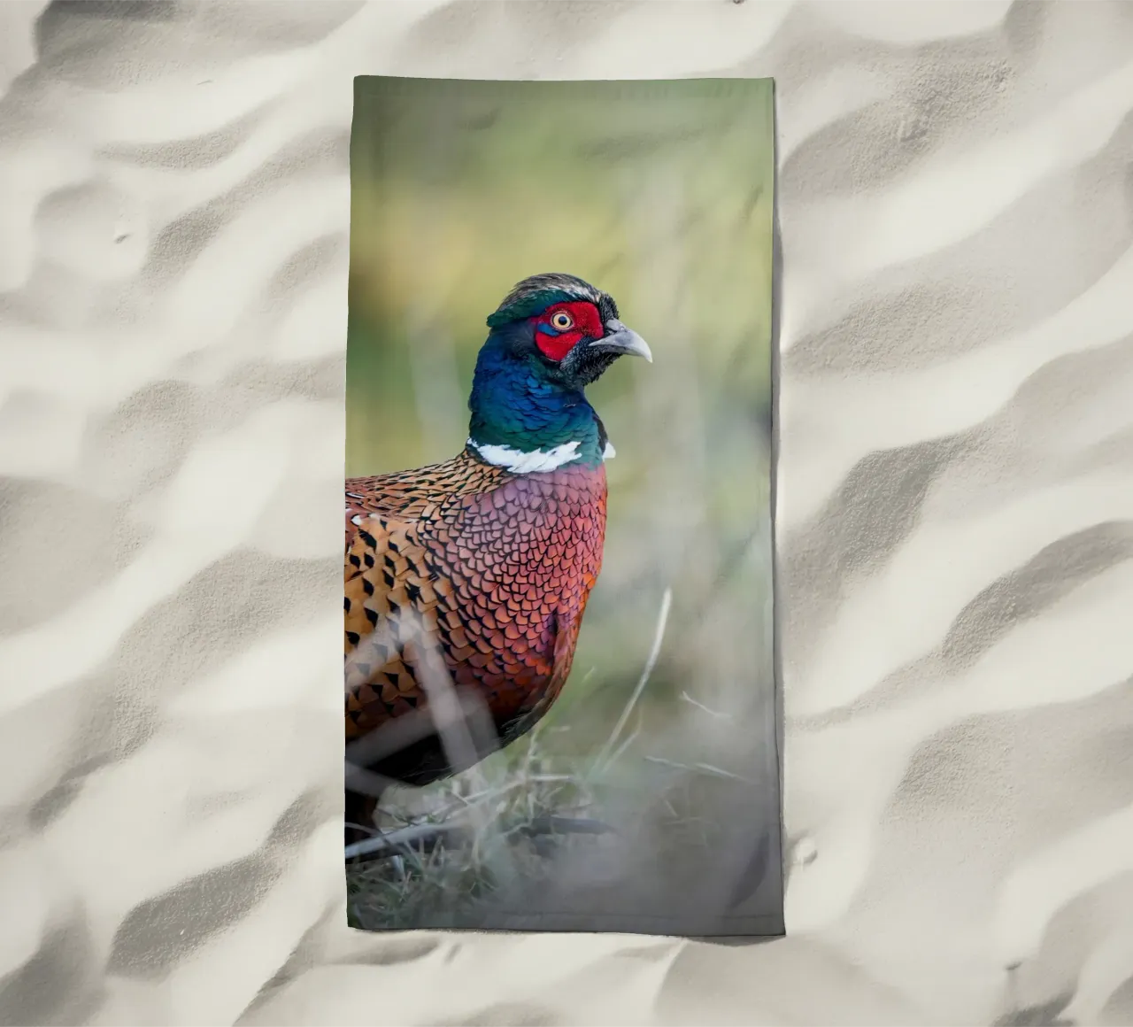 Pheasant beach towel by Tom's Wildlife