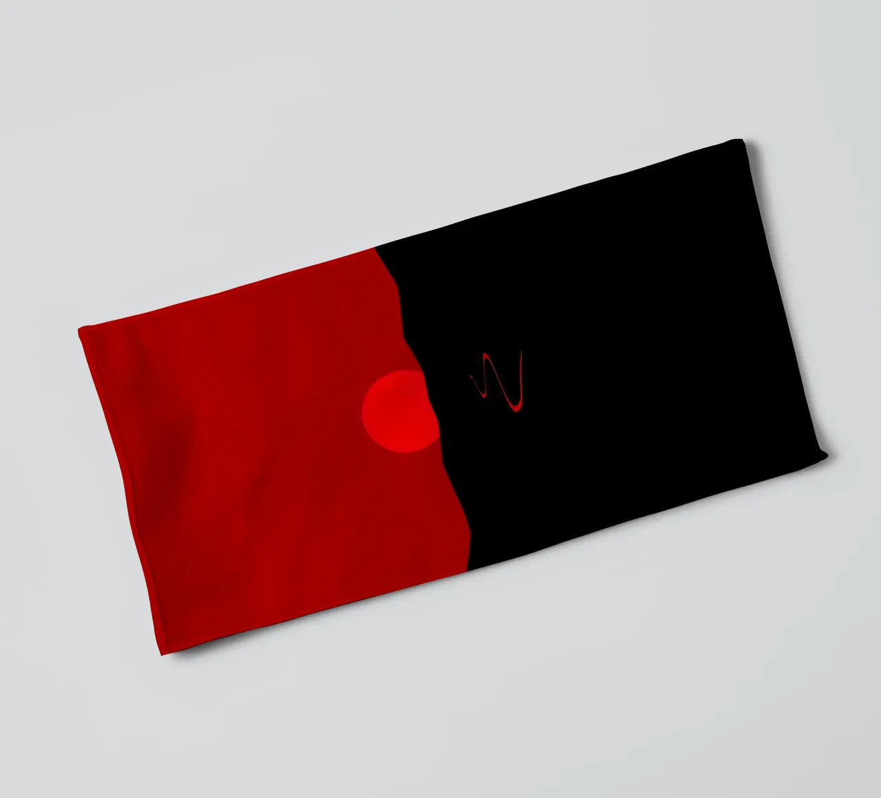 A vibrant sunset casts a red glow over a winding path towel by DesignDoodle