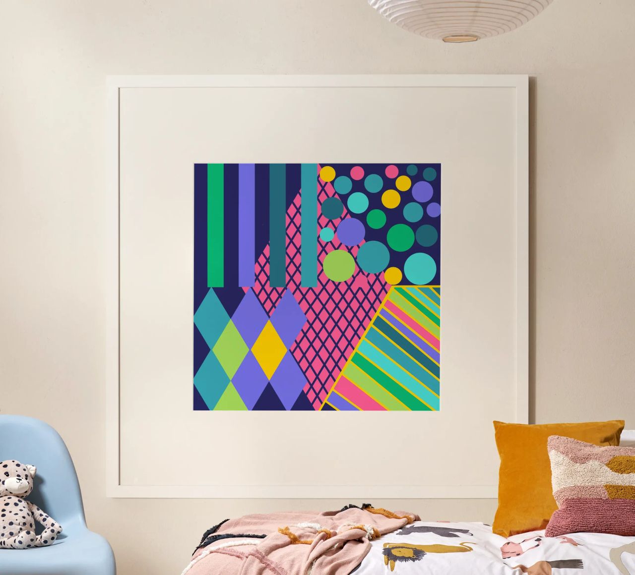 Mathe macht glücklich! Dunkelblau poster con marco de plástico de Miris bunte Modewelt