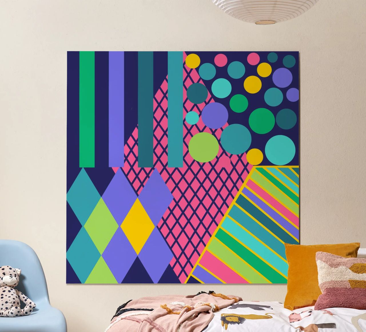 Mathe macht glücklich! Dunkelblau poster con marco de plástico de Miris bunte Modewelt
