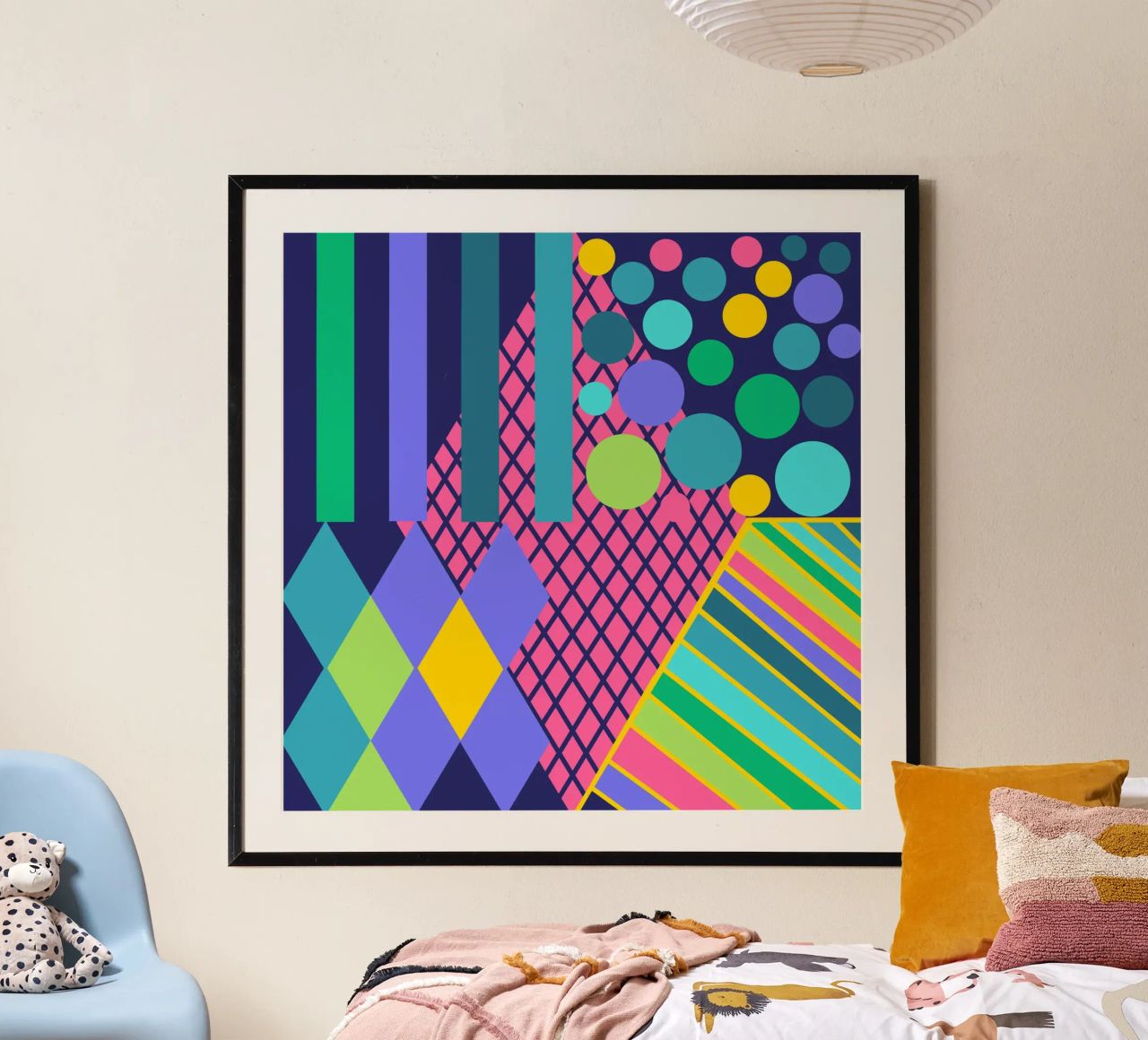 Mathe macht glücklich! Dunkelblau poster con marco de plástico de Miris bunte Modewelt