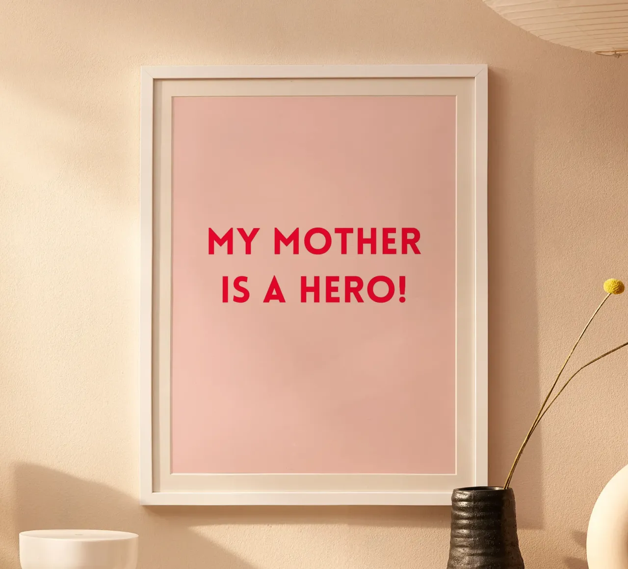 Muttertag - Mama - Liebe - Spruch - rosa rot - schlicht poster con telaio in legno da keinkonzept