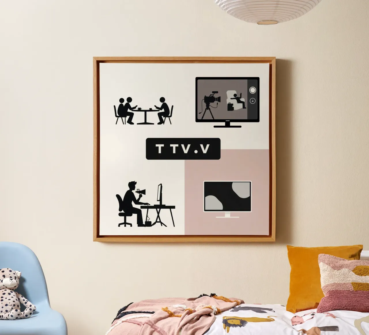 Creatieve samenwerking en videoproductie in een moderne werkomgeving canvas van DesignDoodle