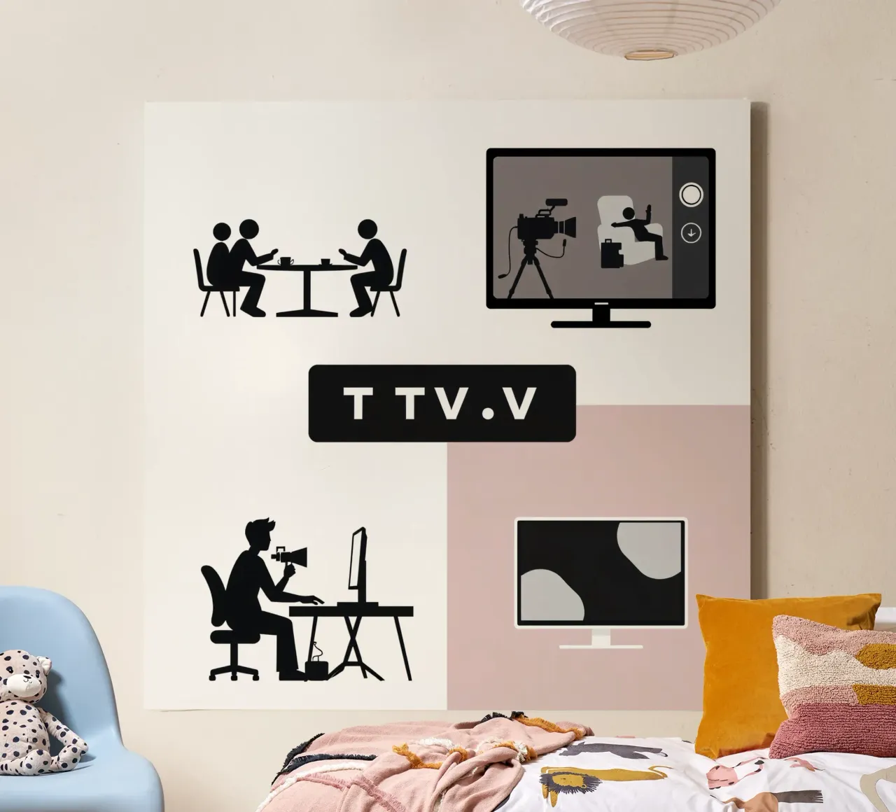 Creatieve samenwerking en videoproductie in een moderne werkomgeving canvas van DesignDoodle
