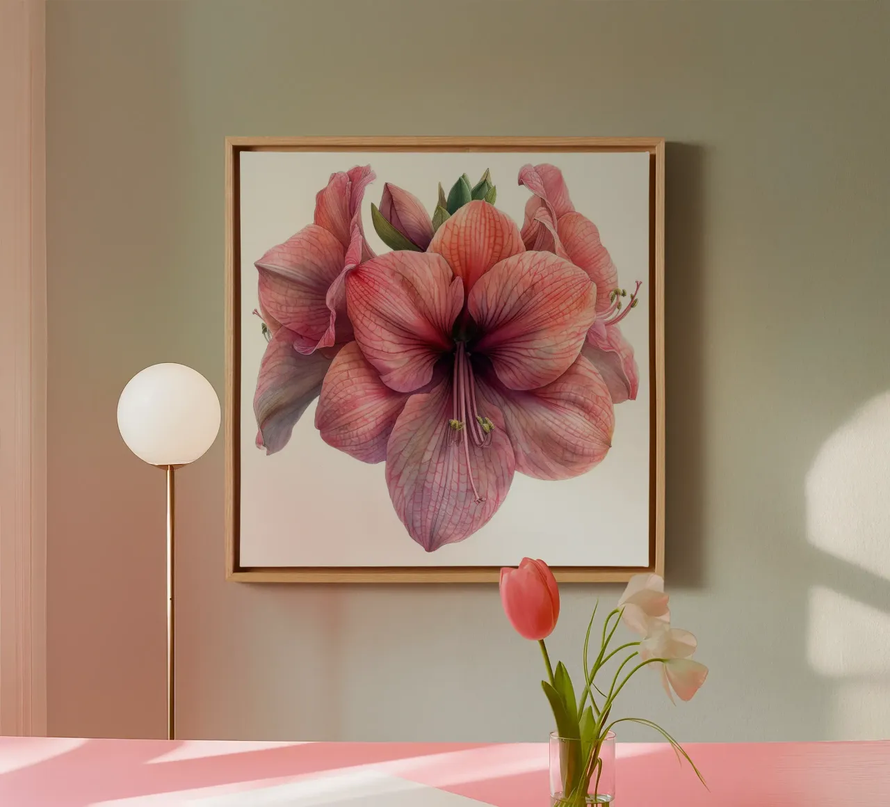 Amaryllis Bloem 2 canvas met Baklijst van Bold Blooms