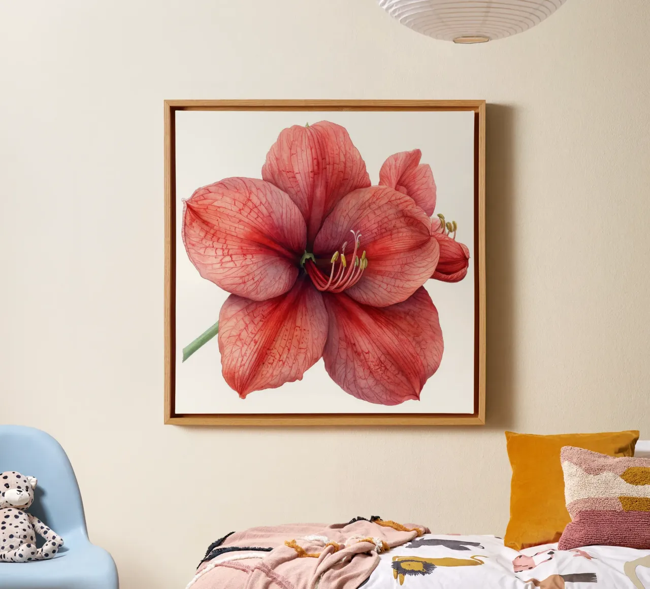 Amaryllis Bloem 3 canvas met Baklijst van Bold Blooms