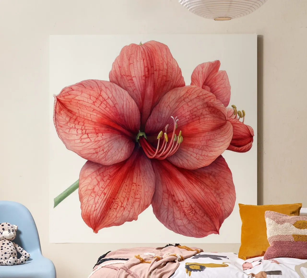 Amaryllis Bloem 3 canvas met Baklijst van Bold Blooms