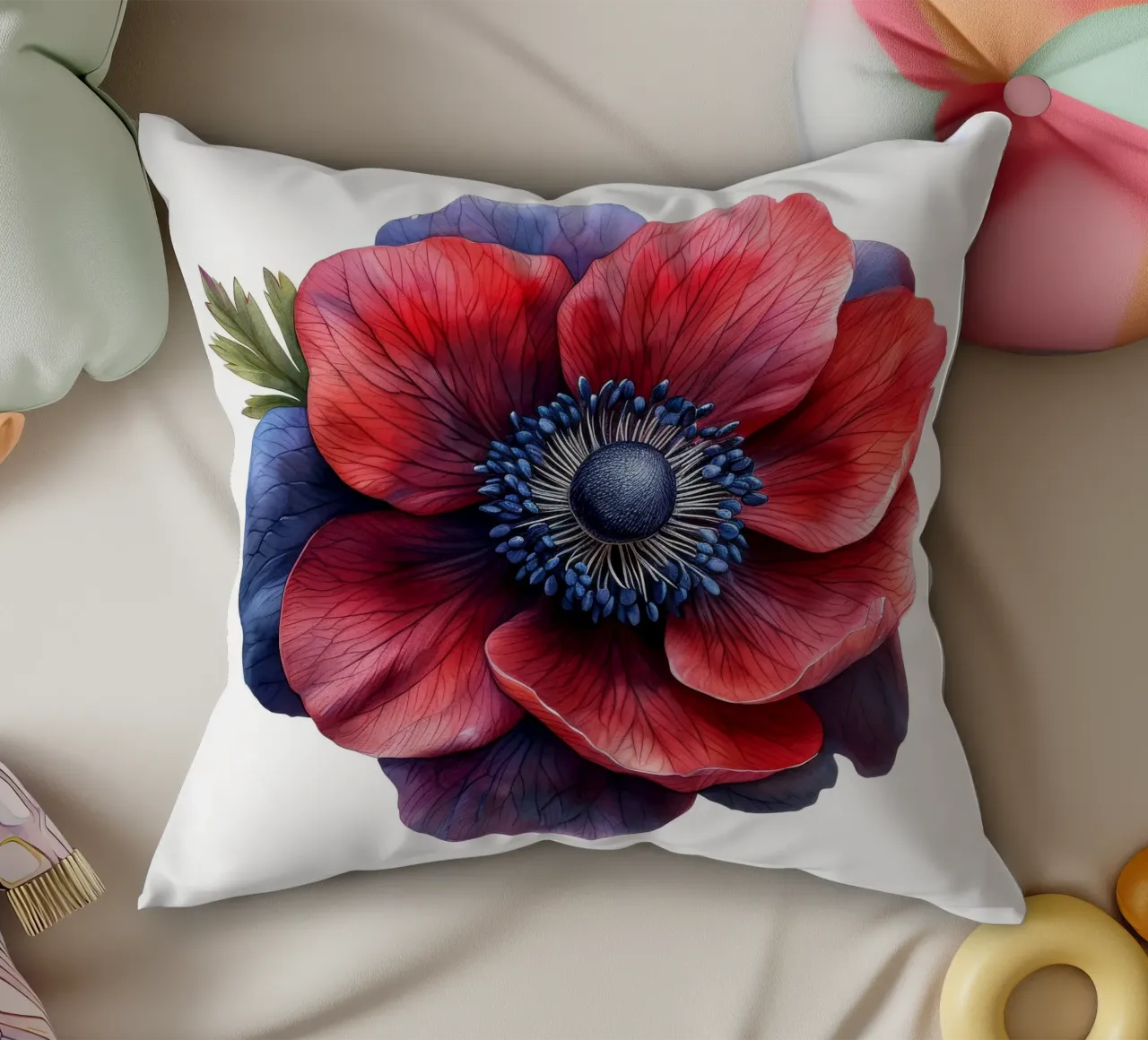 Fiore di anemone 3 cuscino da Bold Blooms