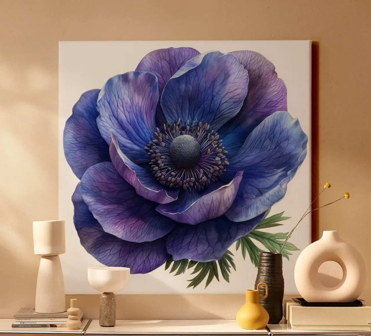 Fiore di anemone 4 tela con Cornice a cassetta da Bold Blooms