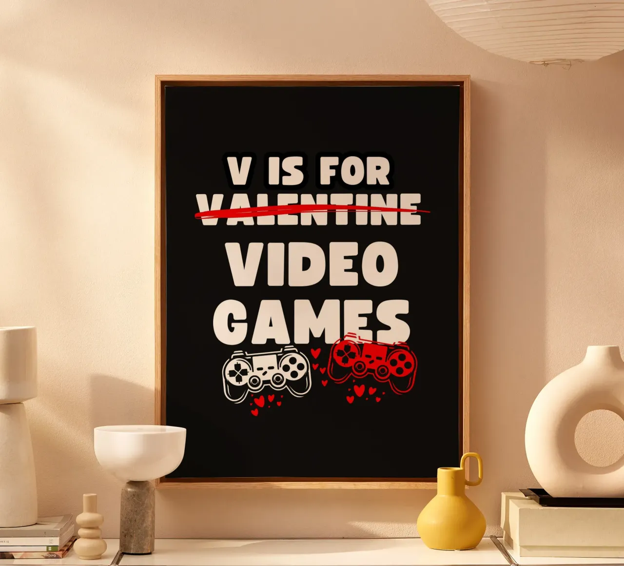 V IS FOR VALENTINE X VIDEO GAMES tela con Cornice a cassetta da ArtDesign by KBK