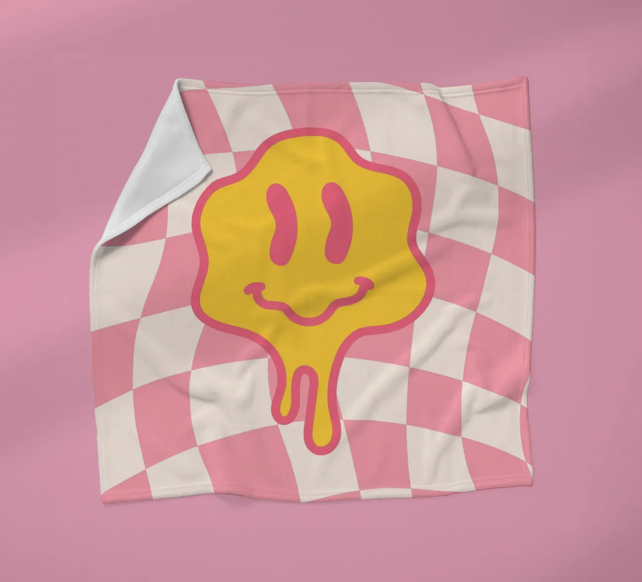 Melting Smile Print – Psychedelisches Wandbild Fleecedecke von Studio Mooodz