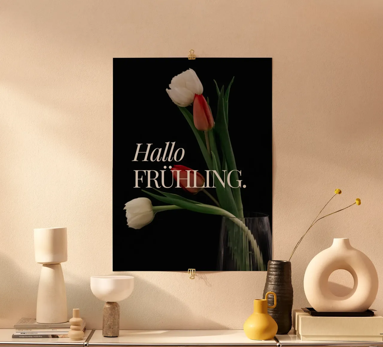 Hallo FRÜHLING. poster con telaio in legno da ArtDesign by KBK