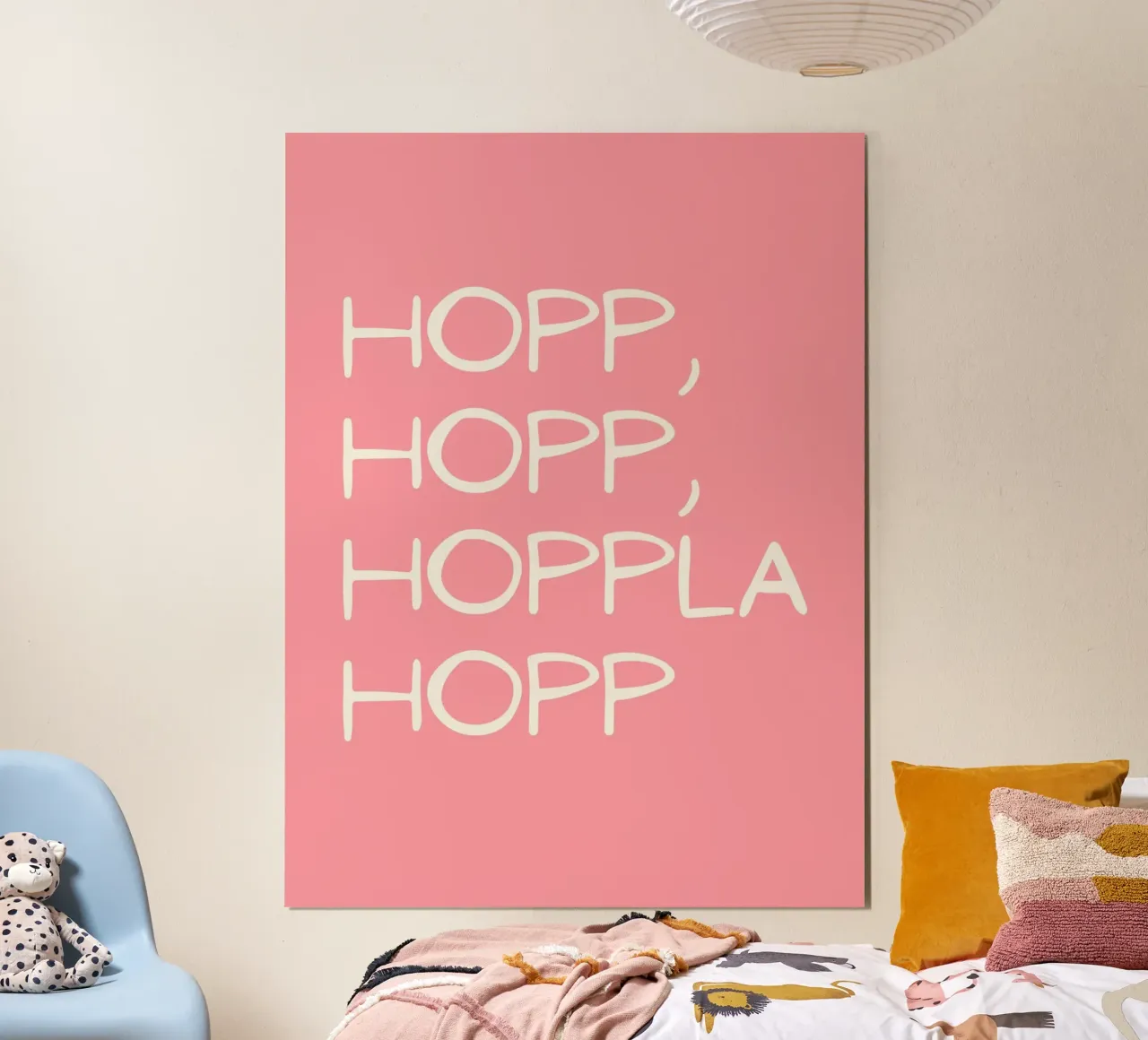 Ostern - Spruch - rosa - hopplahopp poster con telaio in plastica da keinkonzept