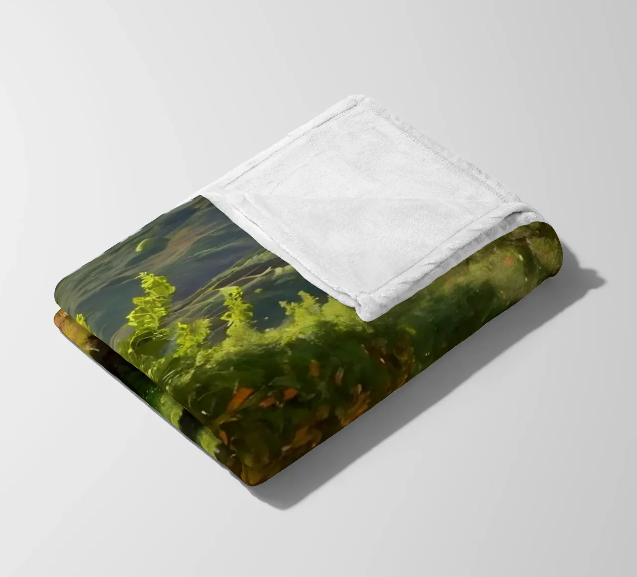 aranceto con alberi rigogliosi e un sentiero illuminato dal sole coperta in pile da DesignDoodle