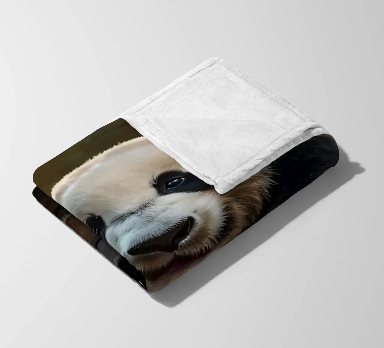 Un cucciolo di panda gioca a esplorare un barile di legno in una stanza illuminata dal sole. coperta in pile da DesignDoodle