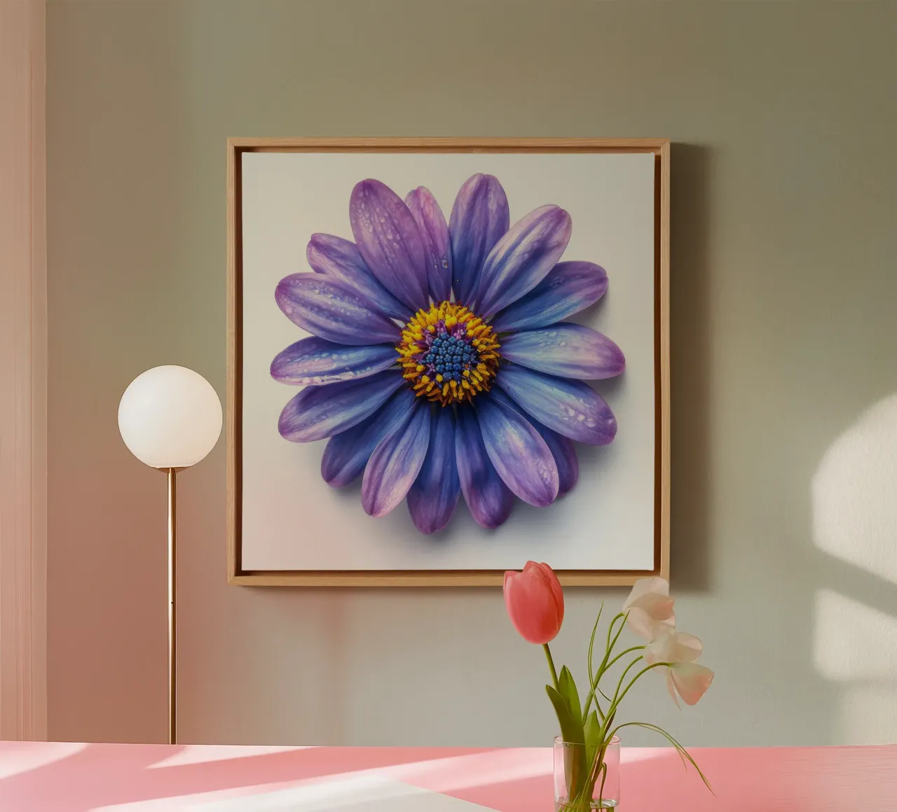 Asterbloem 3 canvas met Baklijst van Bold Blooms