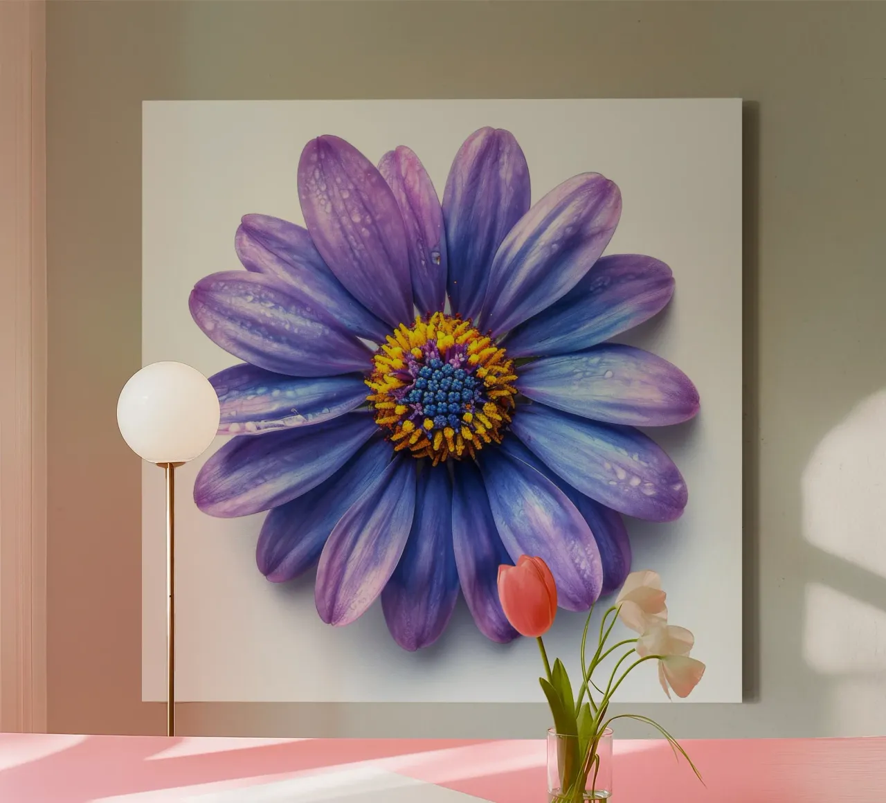 Asterbloem 3 canvas met Baklijst van Bold Blooms