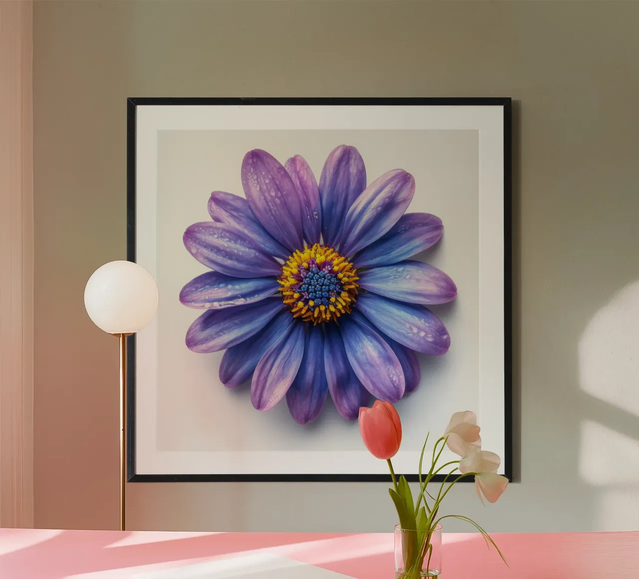 Fiore di aster 3 poster con telaio in legno da Bold Blooms