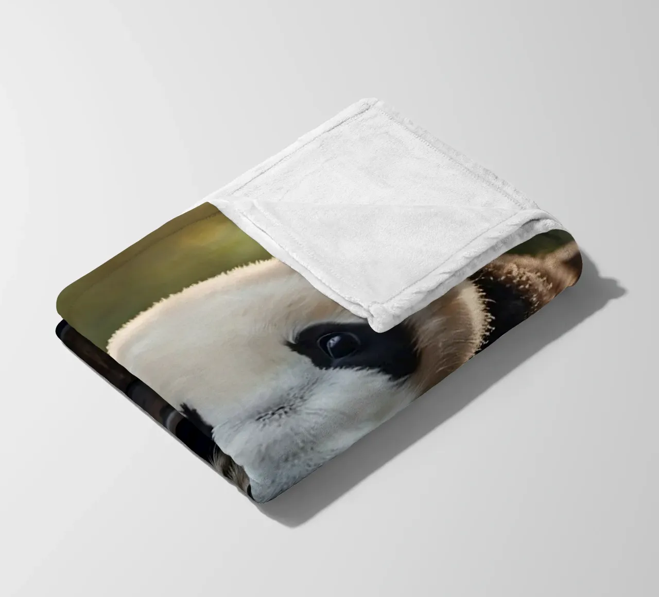 Un cucciolo di panda giocherellone siede in una botte di legno coperta in pile da DesignDoodle