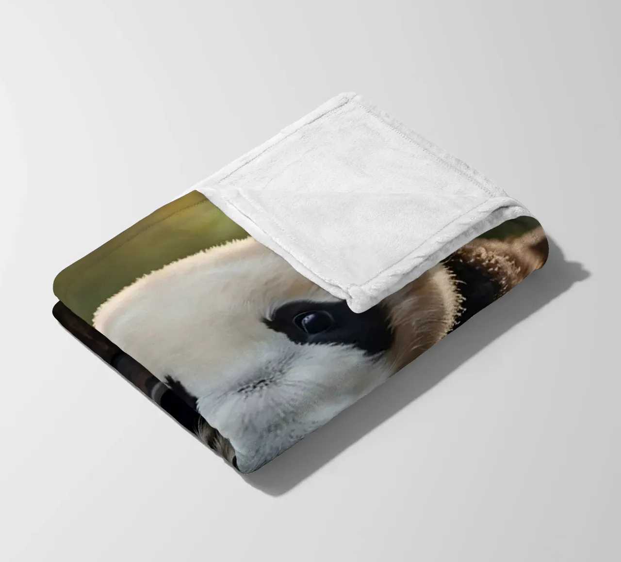 Un cucciolo di panda giocherellone siede in una botte di legno coperta in pile da DesignDoodle