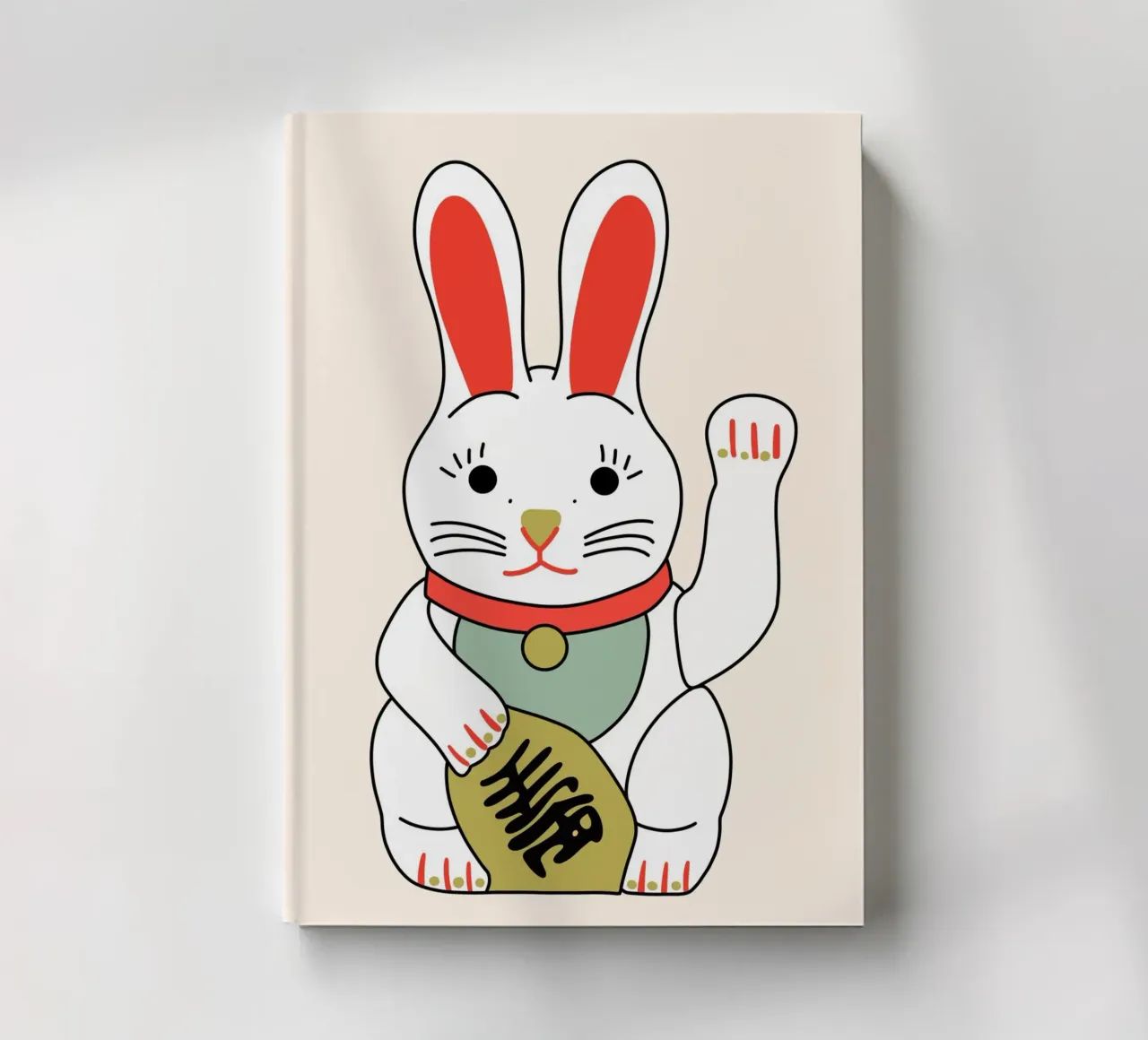 Easter - Easter bunny - Waving cat - Japan notebook by keinkonzept