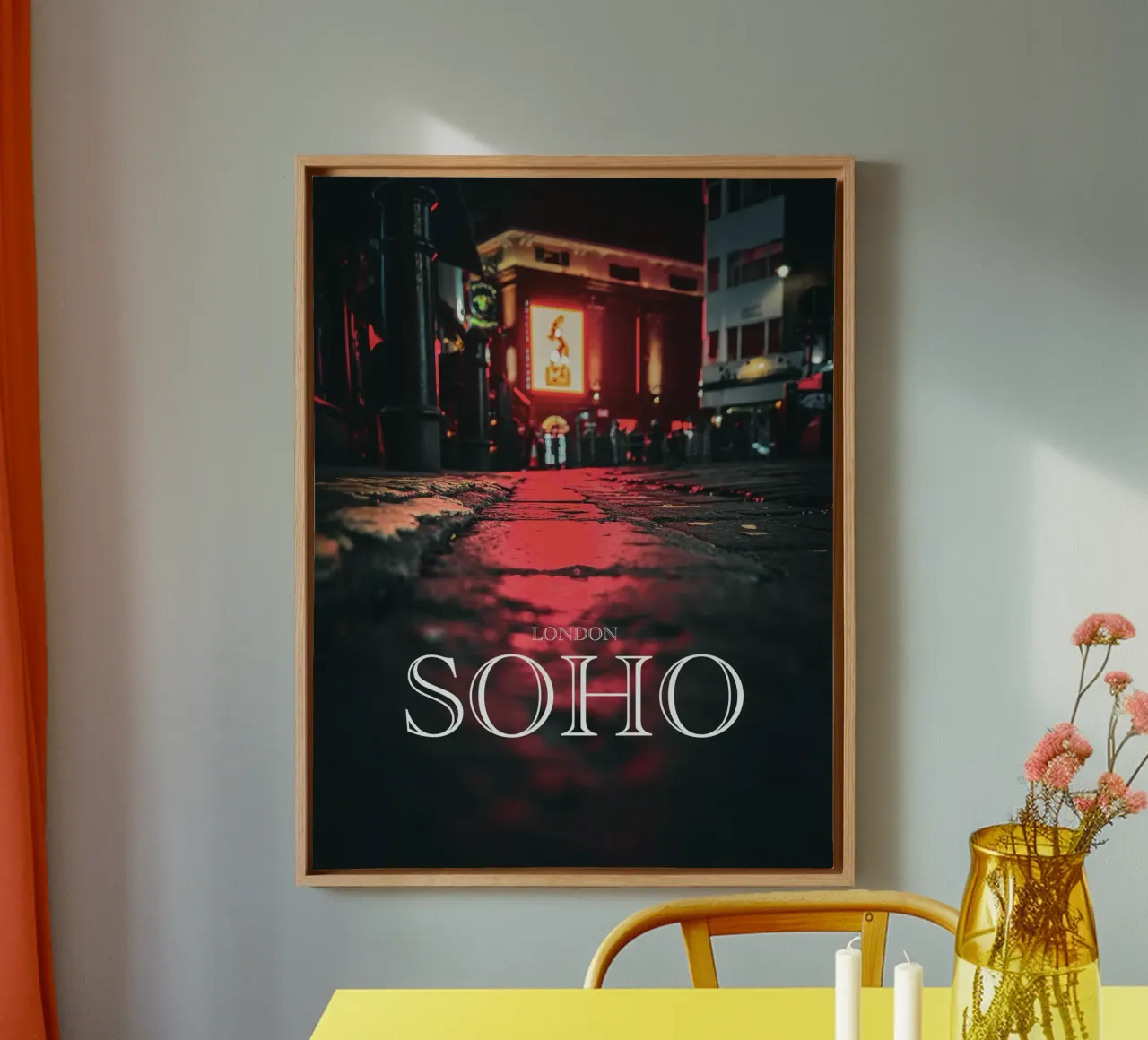 London Soho tela con Cornice a cassetta da Flo Klein