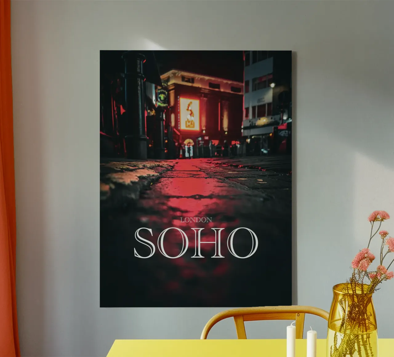 London Soho tela con Cornice a cassetta da Flo Klein