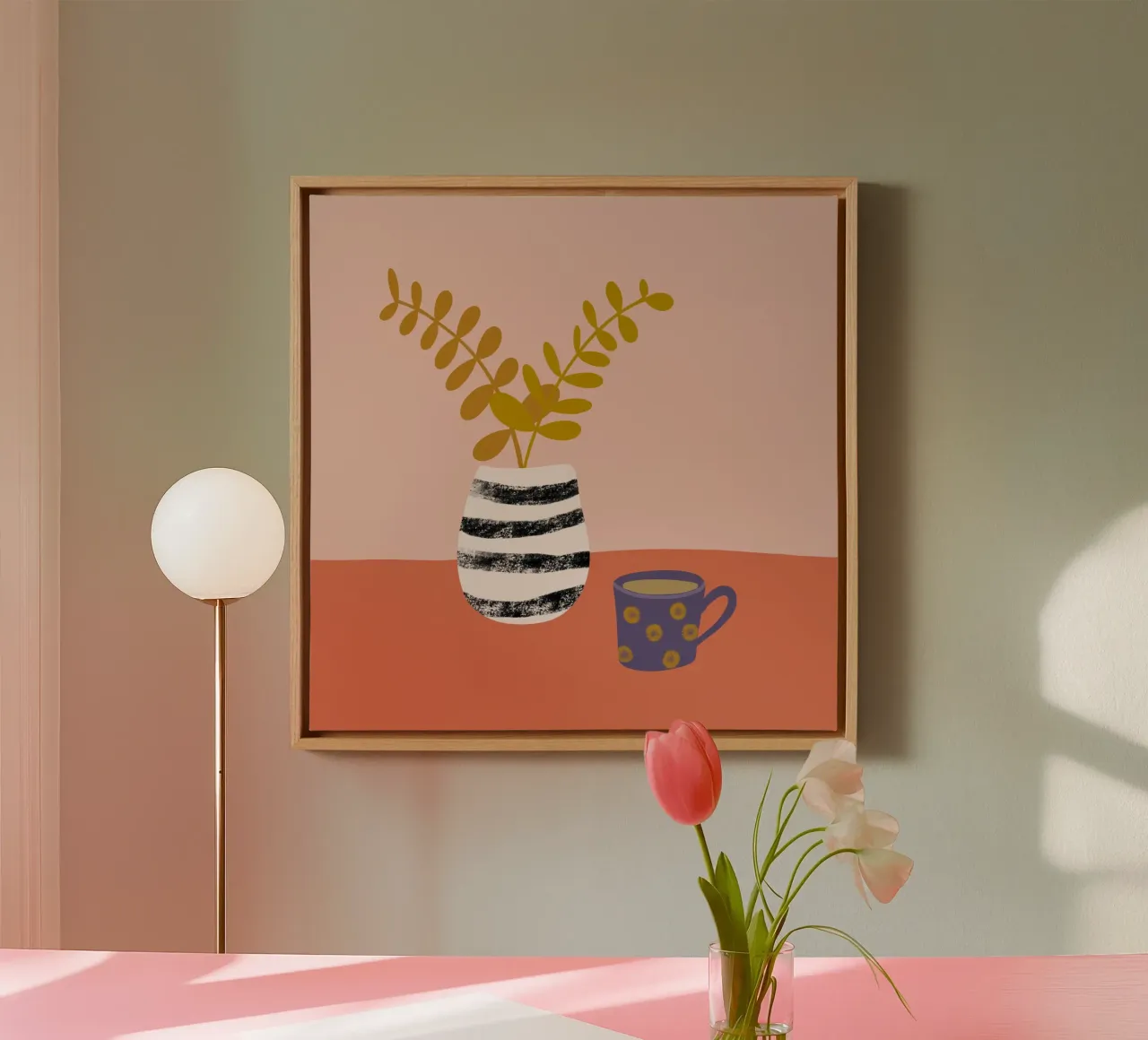 Stilleben Illustration Kaffee Esszimmer Wohnzimmer tela con Cornice a cassetta da keinkonzept