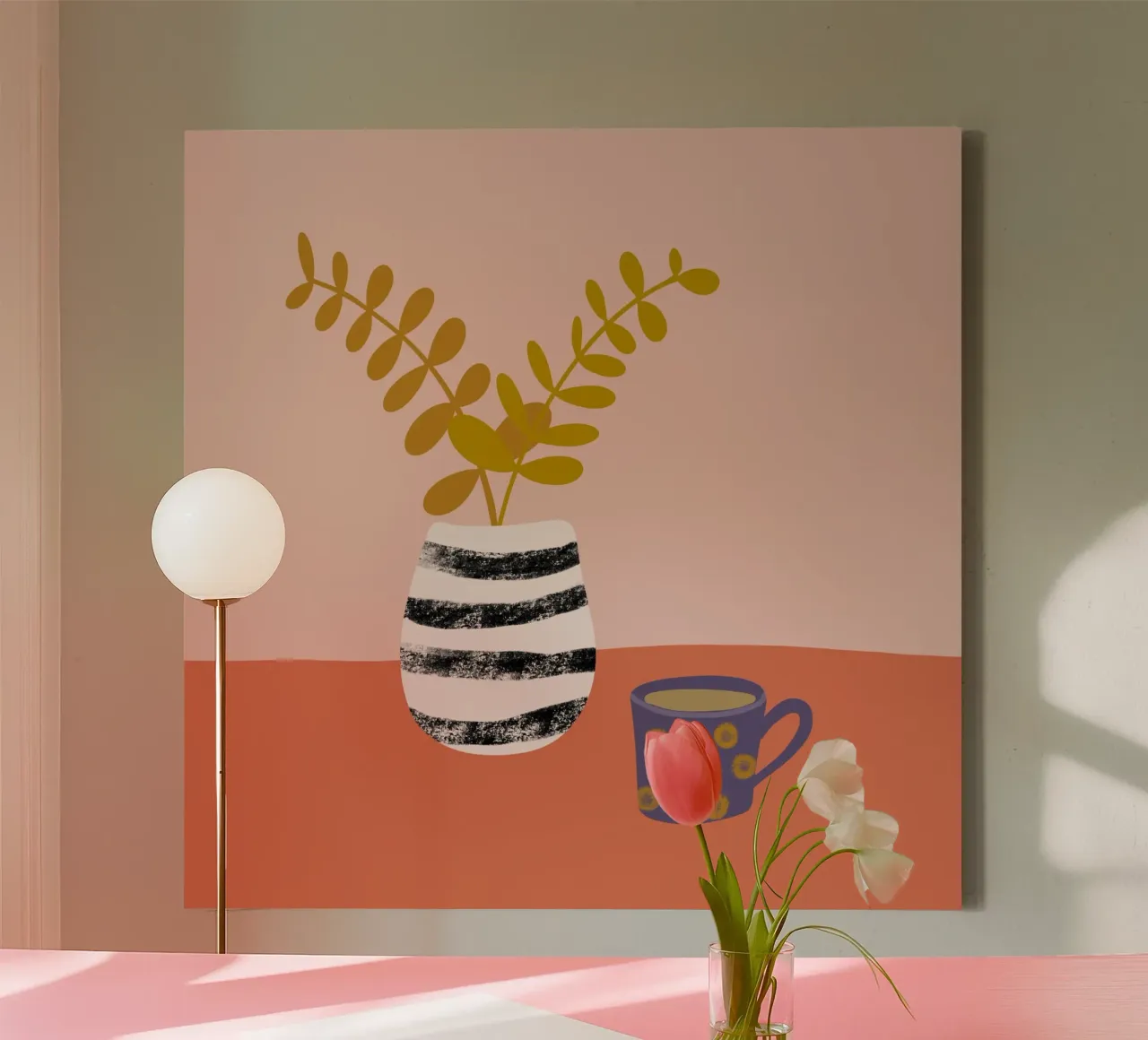 Stilleben Illustration Kaffee Esszimmer Wohnzimmer tela con Cornice a cassetta da keinkonzept