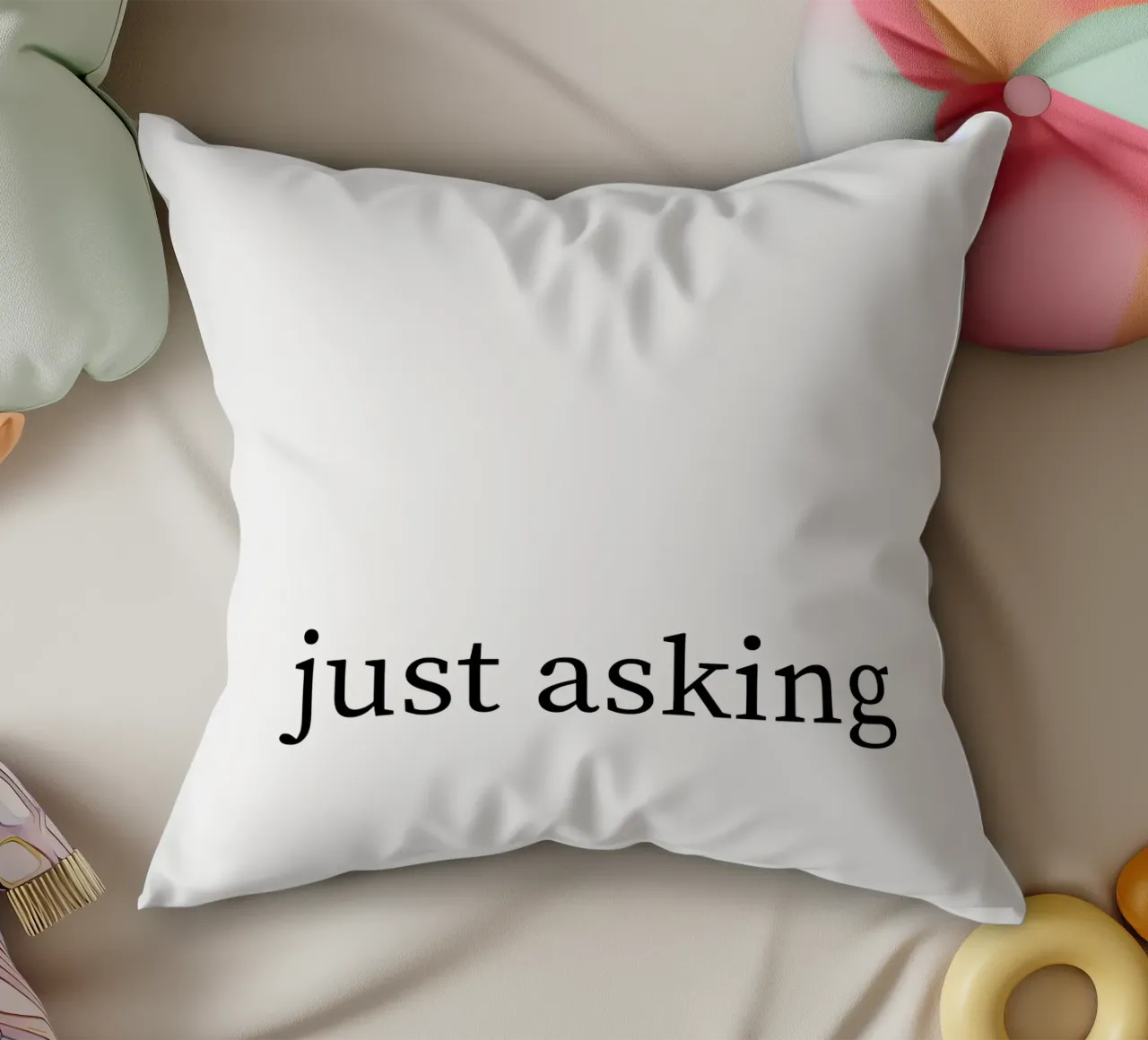 Just asking - Spruch - schwarz weiß cuscino da keinkonzept