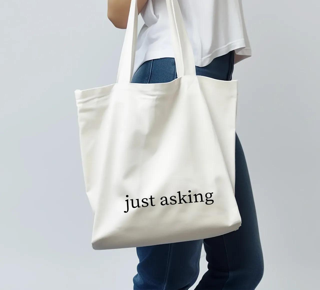 Just asking - Spruch - schwarz weiß borsa in juta da keinkonzept