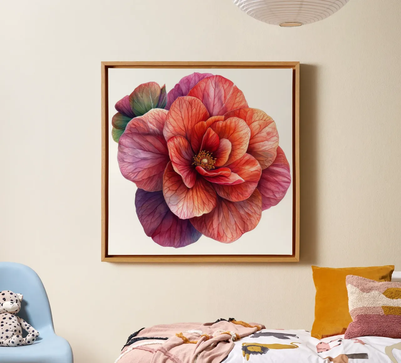 Fiore di begonia 1 tela con Cornice a cassetta da Bold Blooms