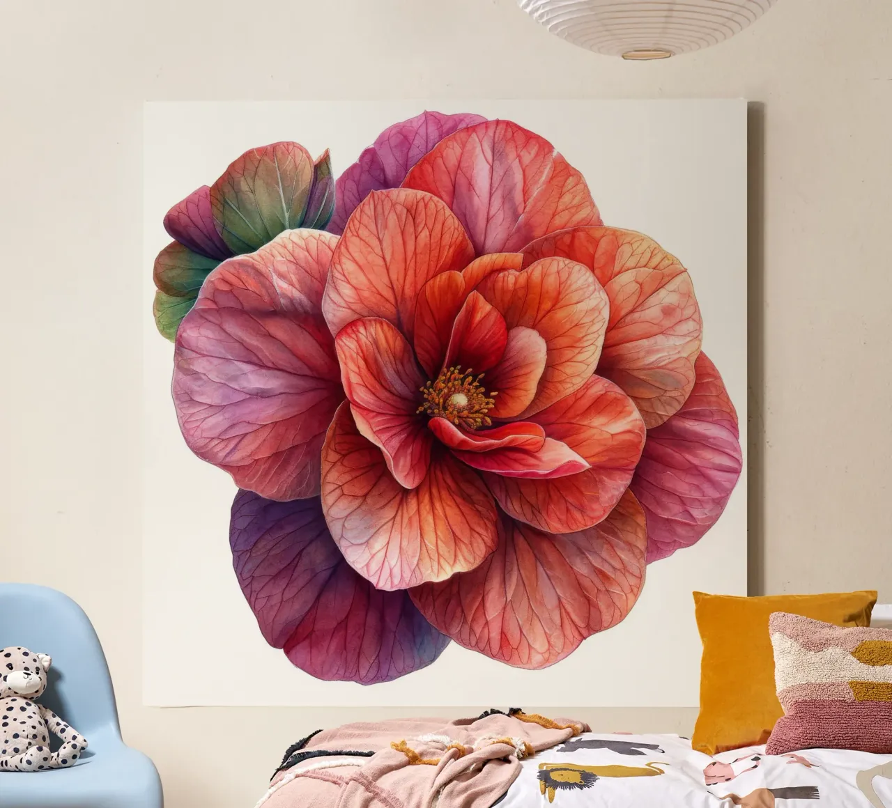 Fiore di begonia 1 tela con Cornice a cassetta da Bold Blooms