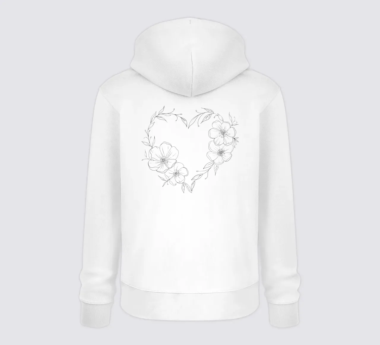 Cuore con fiori e foglie. Romantico felpa con cappuccio da CalliLetters