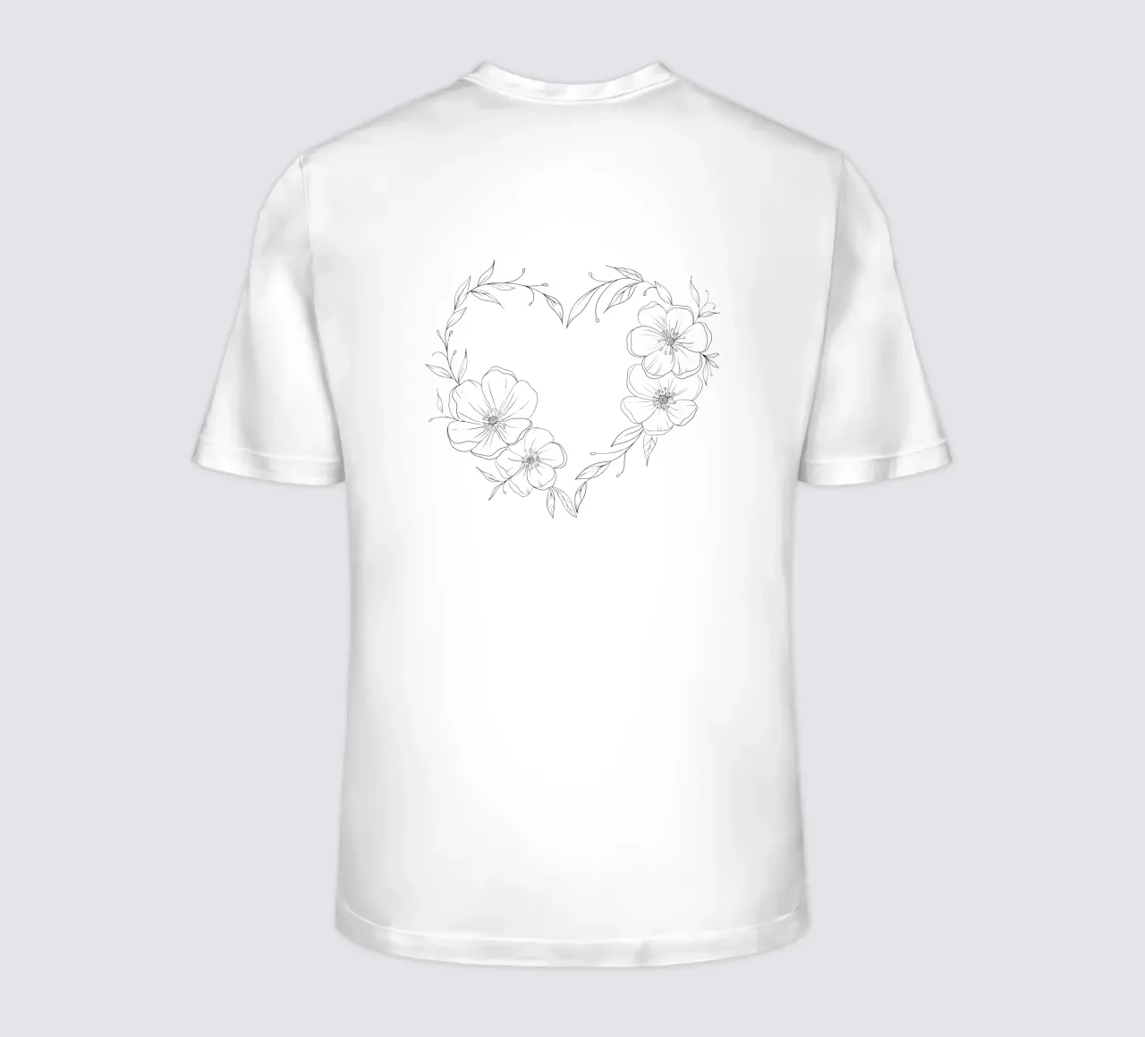 Cuore con fiori e foglie. Romantico t-shirt da CalliLetters