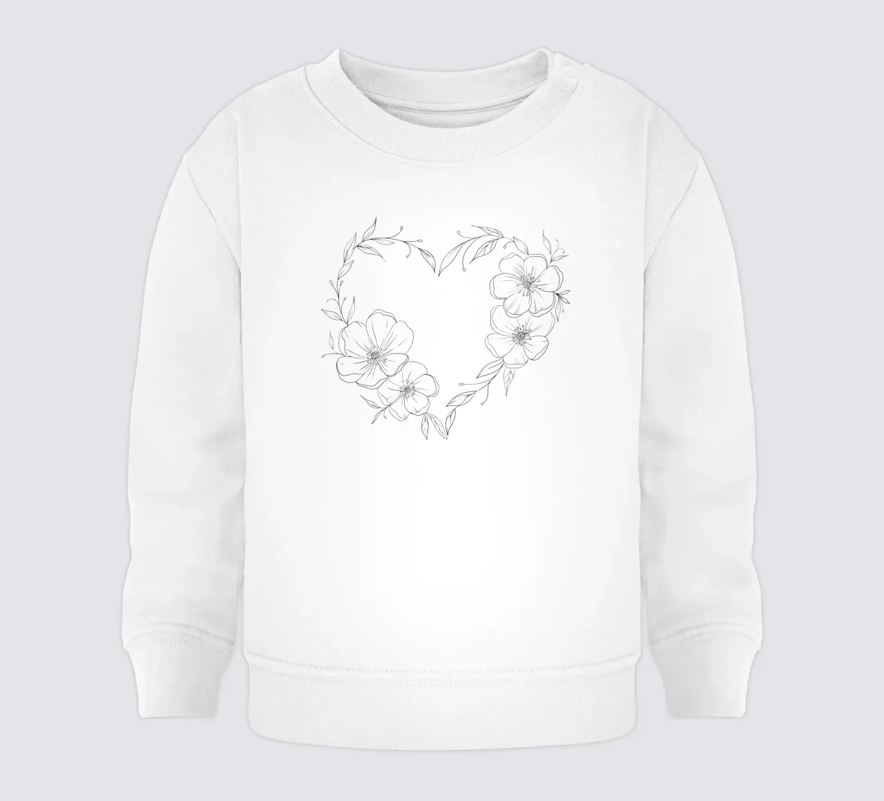 Cuore con fiori e foglie. Romantico felpa neonato da CalliLetters