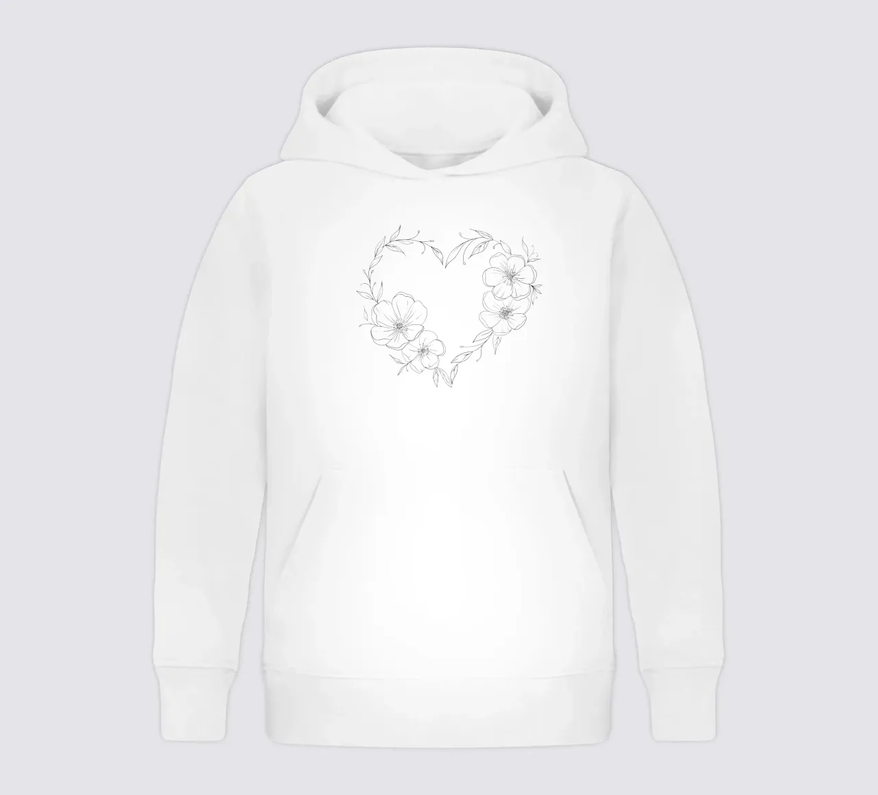 Cuore con fiori e foglie. Romantico felpa bambino con cappuccio da CalliLetters