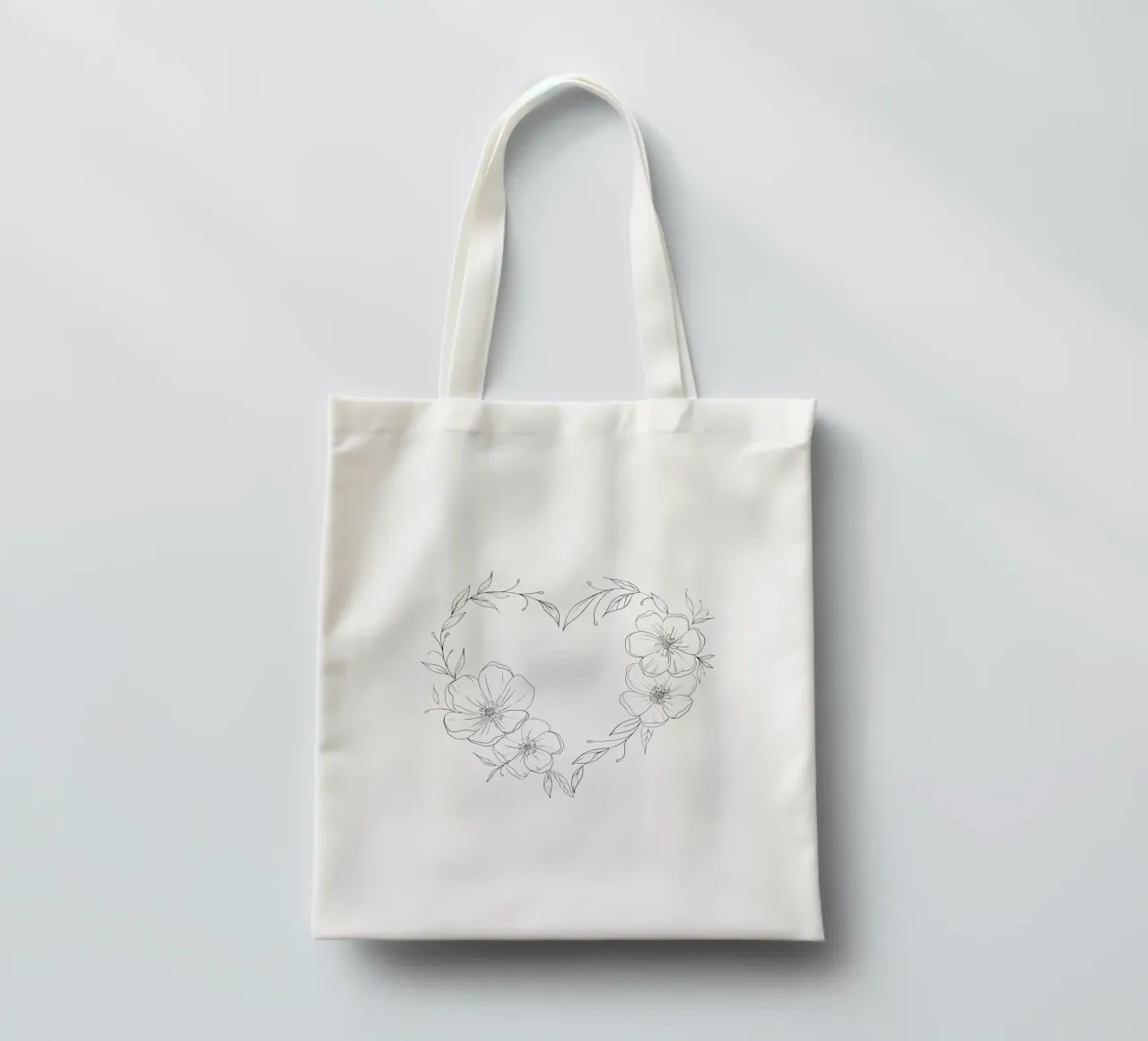 Cuore con fiori e foglie. Romantico borsa in juta da CalliLetters
