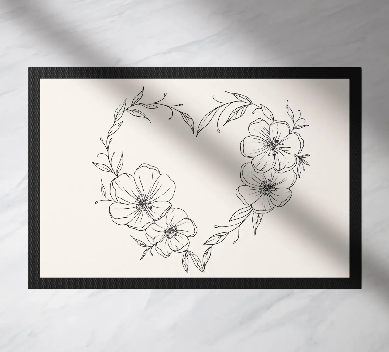 Cuore con fiori e foglie. Romantico zerbino da CalliLetters