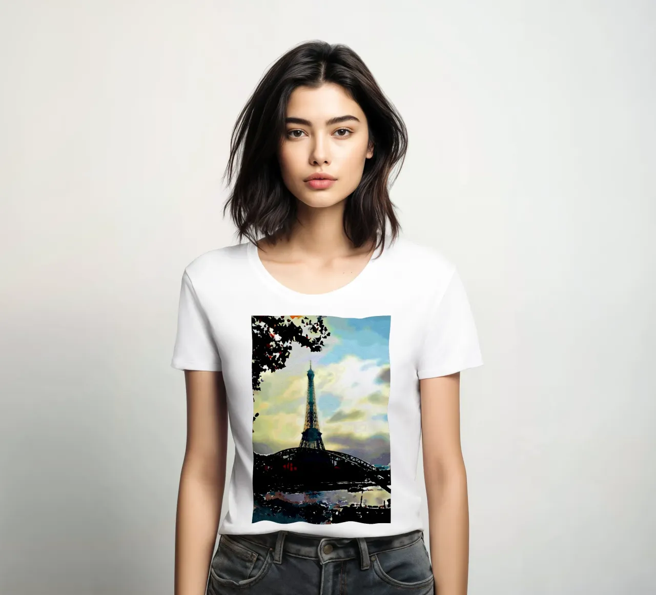 The Tower and the bridge women's fitted t-shirt by Massimo Frascogna