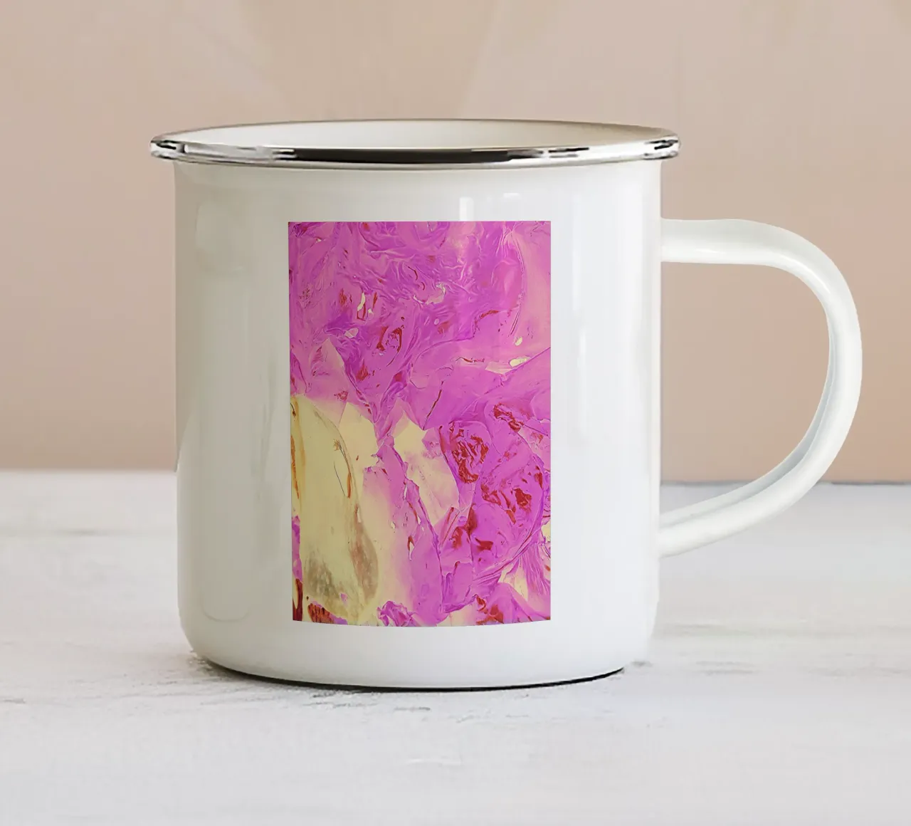 Rosa e giallo tazza in smalto da Massimo Frascogna