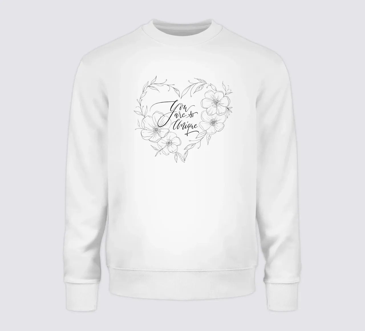 Cuore con fiori e foglie in line art. Dichiarazione d'amore. felpa da CalliLetters