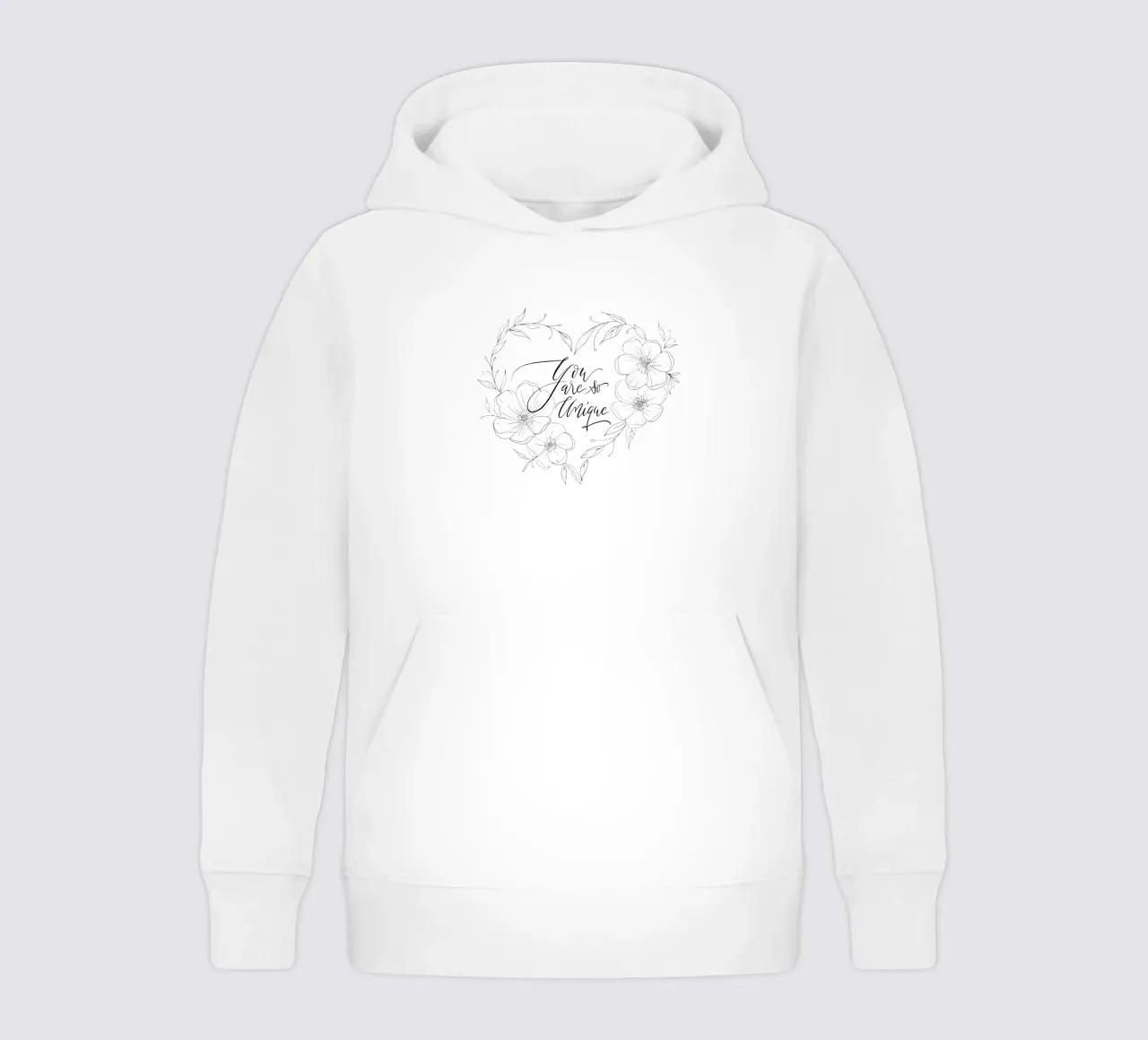 Cuore con fiori e foglie in line art. Dichiarazione d'amore. felpa bambino con cappuccio da CalliLetters