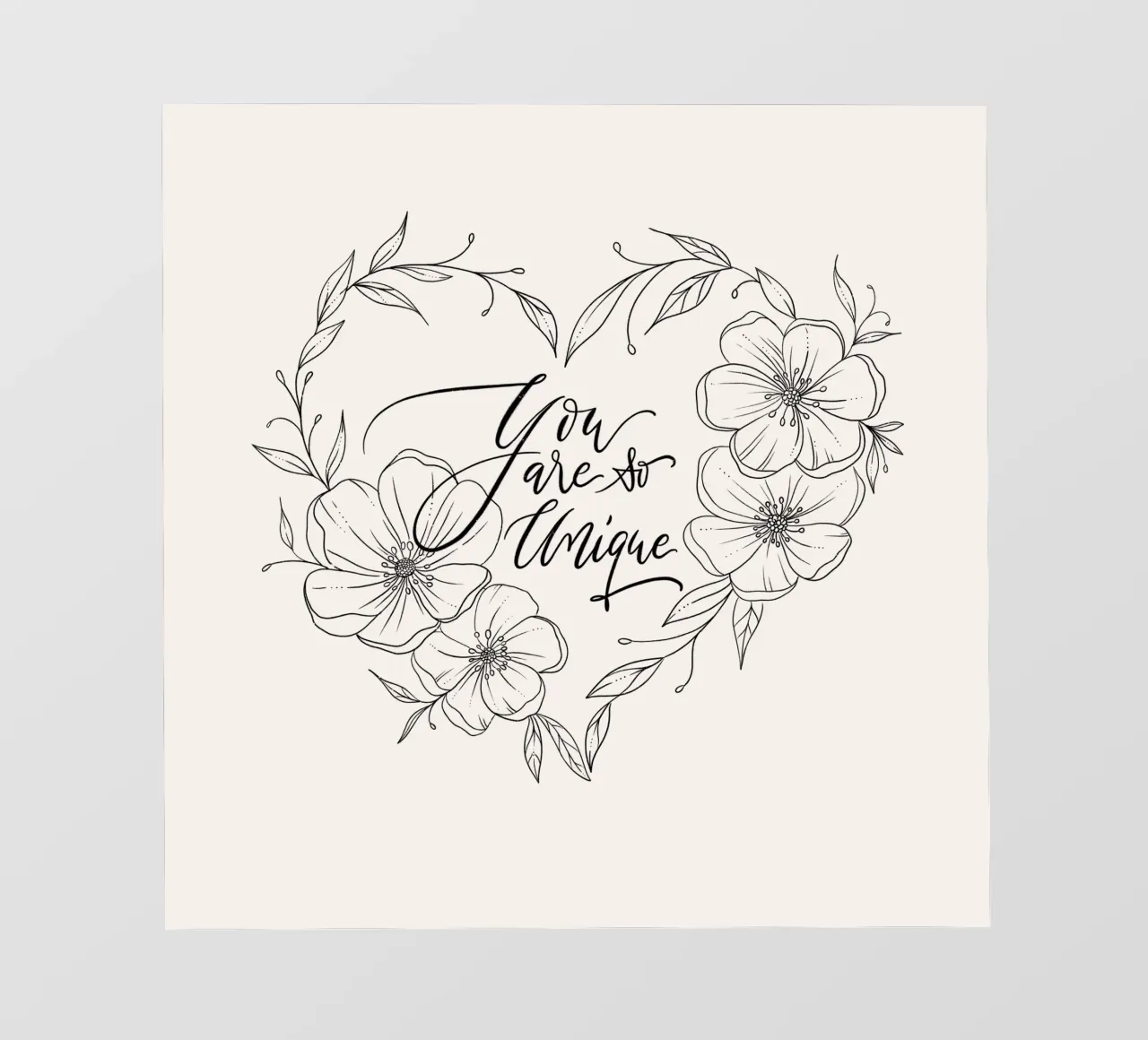 Cuore con fiori e foglie in line art. Dichiarazione d'amore. pellicola backlit da CalliLetters