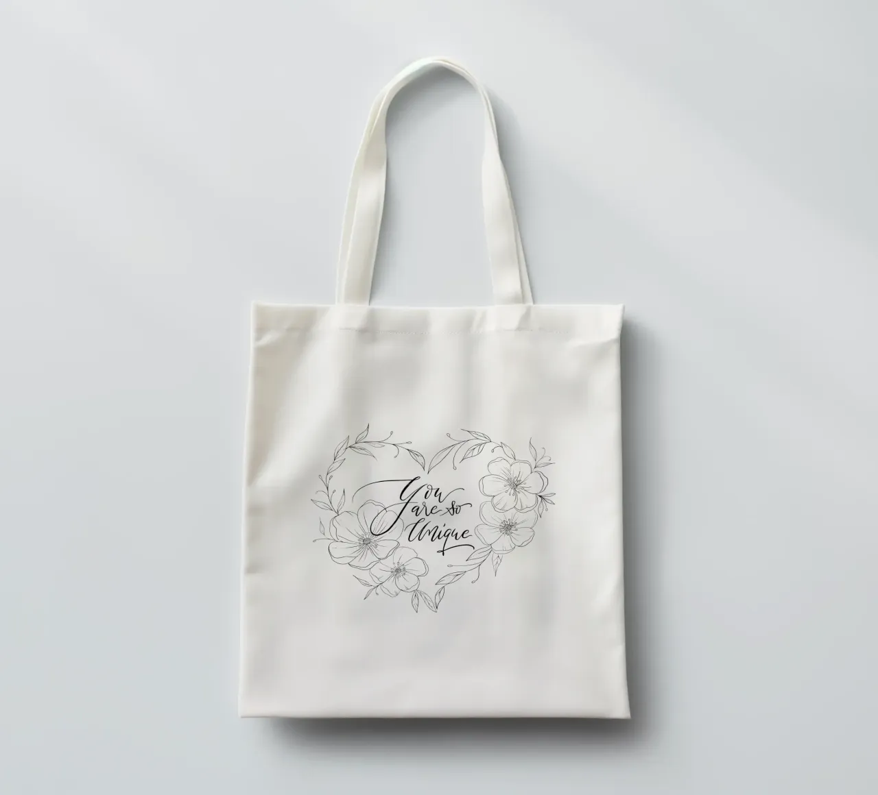 Cuore con fiori e foglie in line art. Dichiarazione d'amore. borsa in juta da CalliLetters