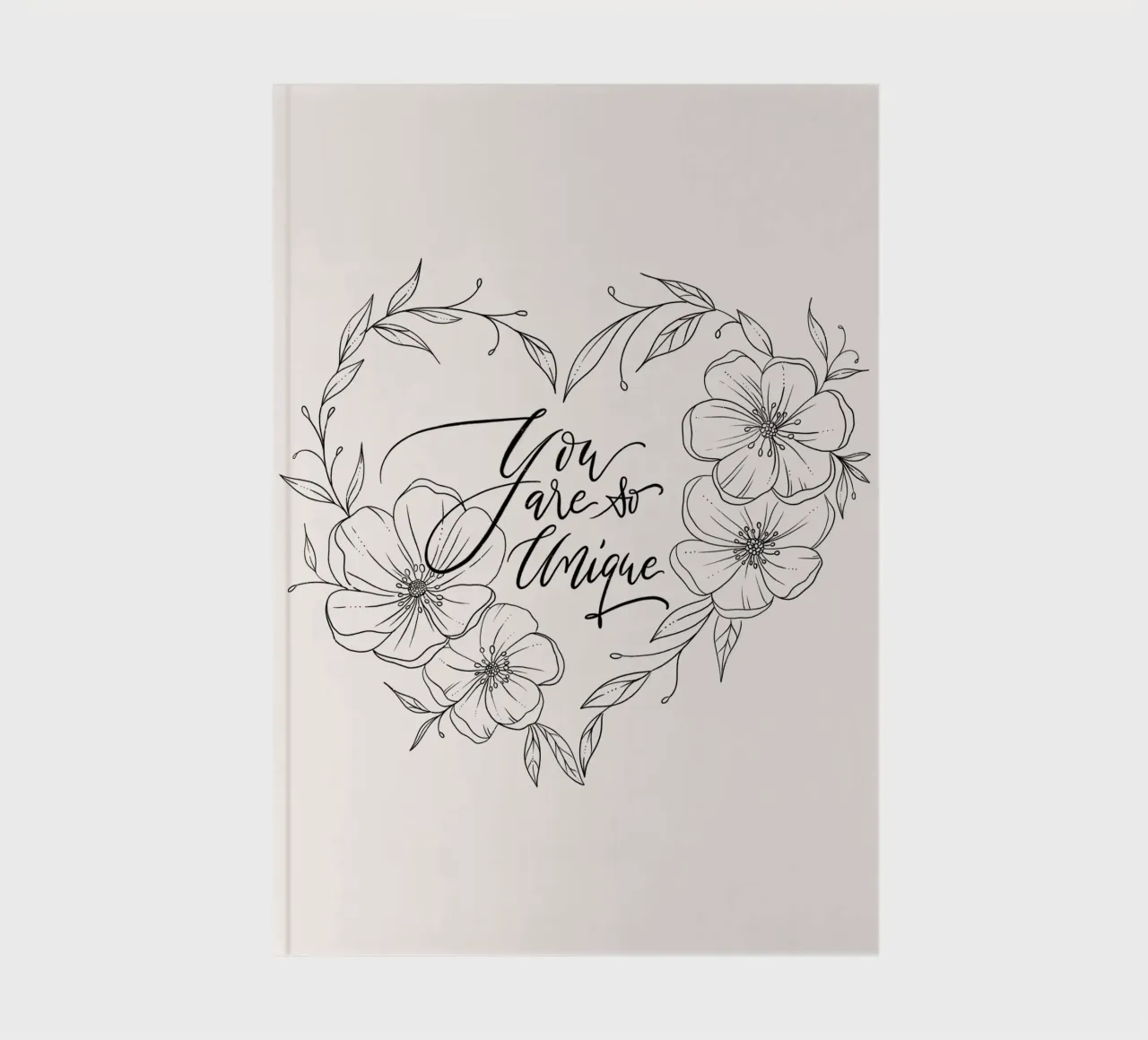 Cuore con fiori e foglie in line art. Dichiarazione d'amore. diario da CalliLetters