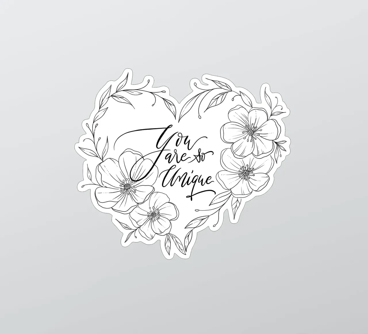Cuore con fiori e foglie in line art. Dichiarazione d'amore. adesivo da CalliLetters